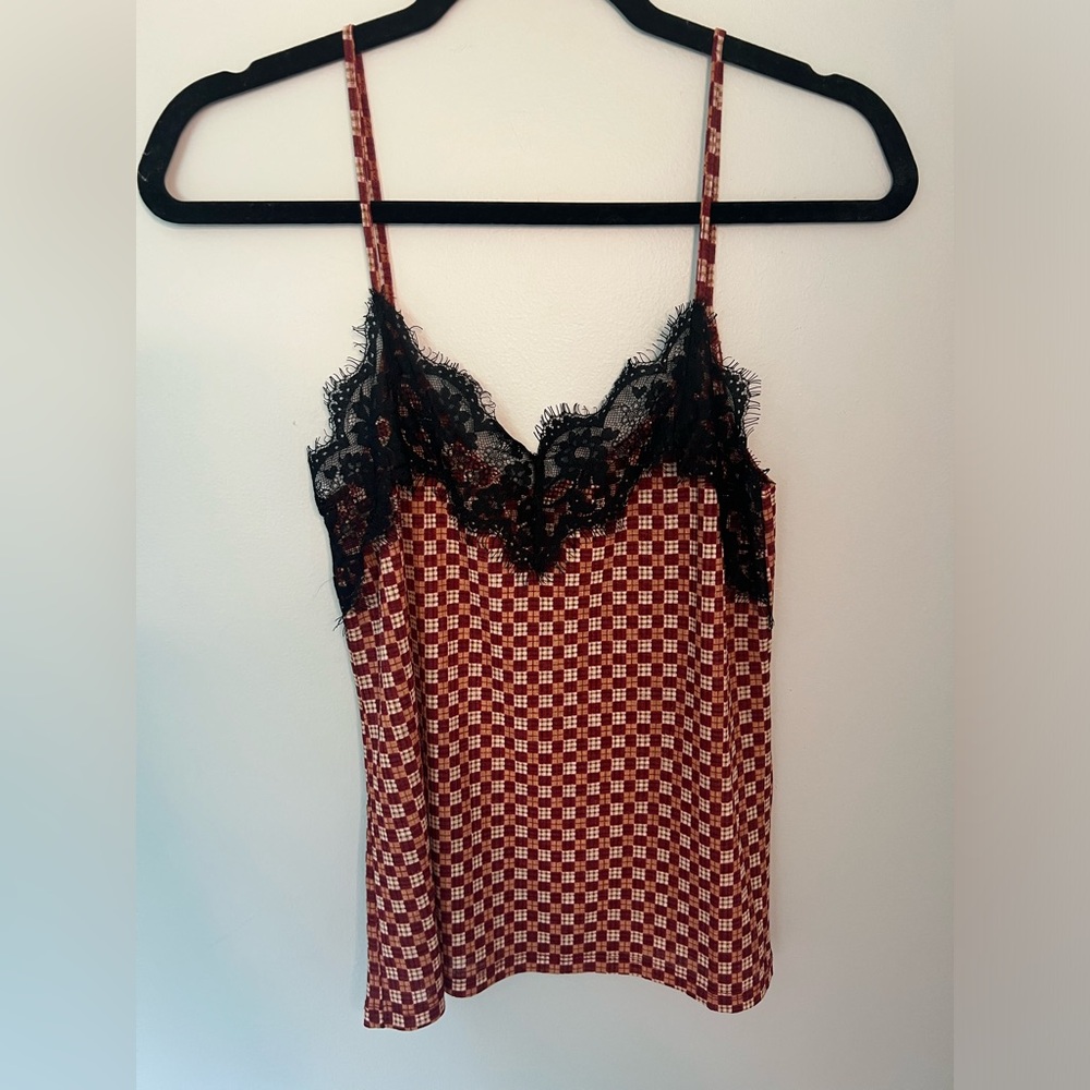 Zara Geometric Lightweight Lace Detail Camisole Size S